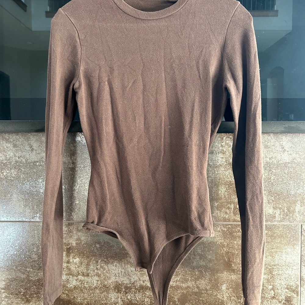 Madewell Brown Long Sleeve Bodysuit